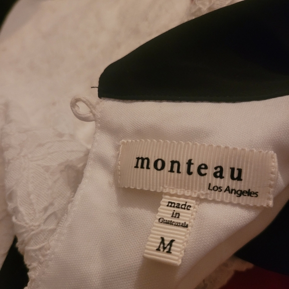 Monteau white lace overlay mini dress with black collar Sz.M - Picture 7 of 7